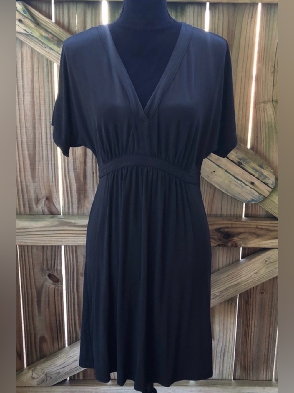 J. Jill Wearever Collection Black V-Neck Dolman Short Sleeve Dress XS